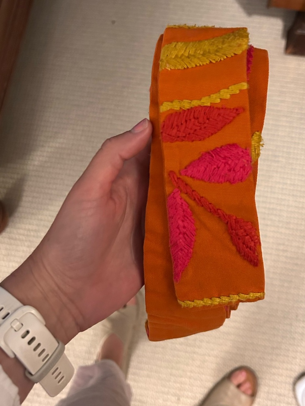Free People Orange Embroidered Velvet Bomber Jacket with Pink & Yellow Accents - Picture 8 of 9